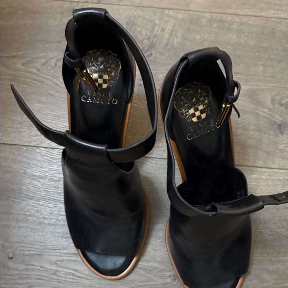 Vince Camuto Black Open-Toe Heels